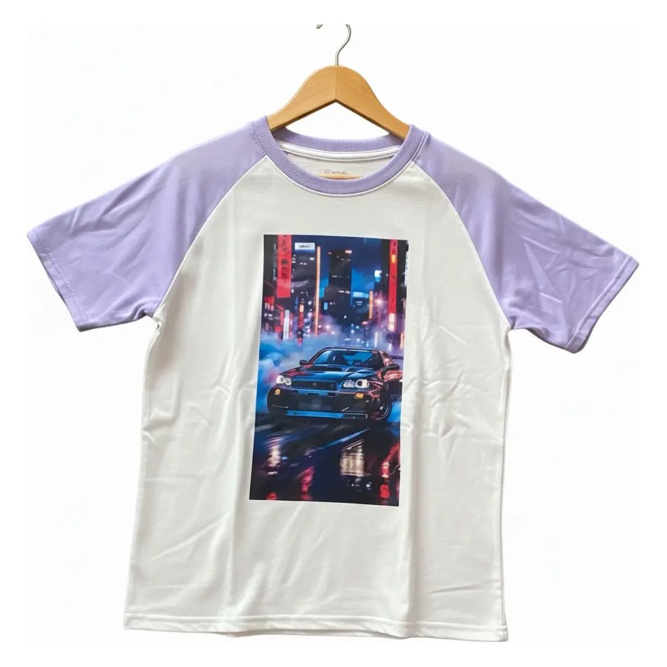 CAMISETA AMERICAN WOLF CARRO MORADO PASTEL
