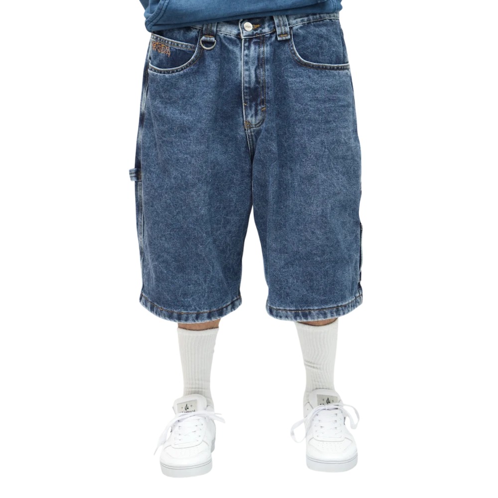 PANTALON  BERMUDA CARPINTERO BAGGY PENTADA STONE WASH AZUL