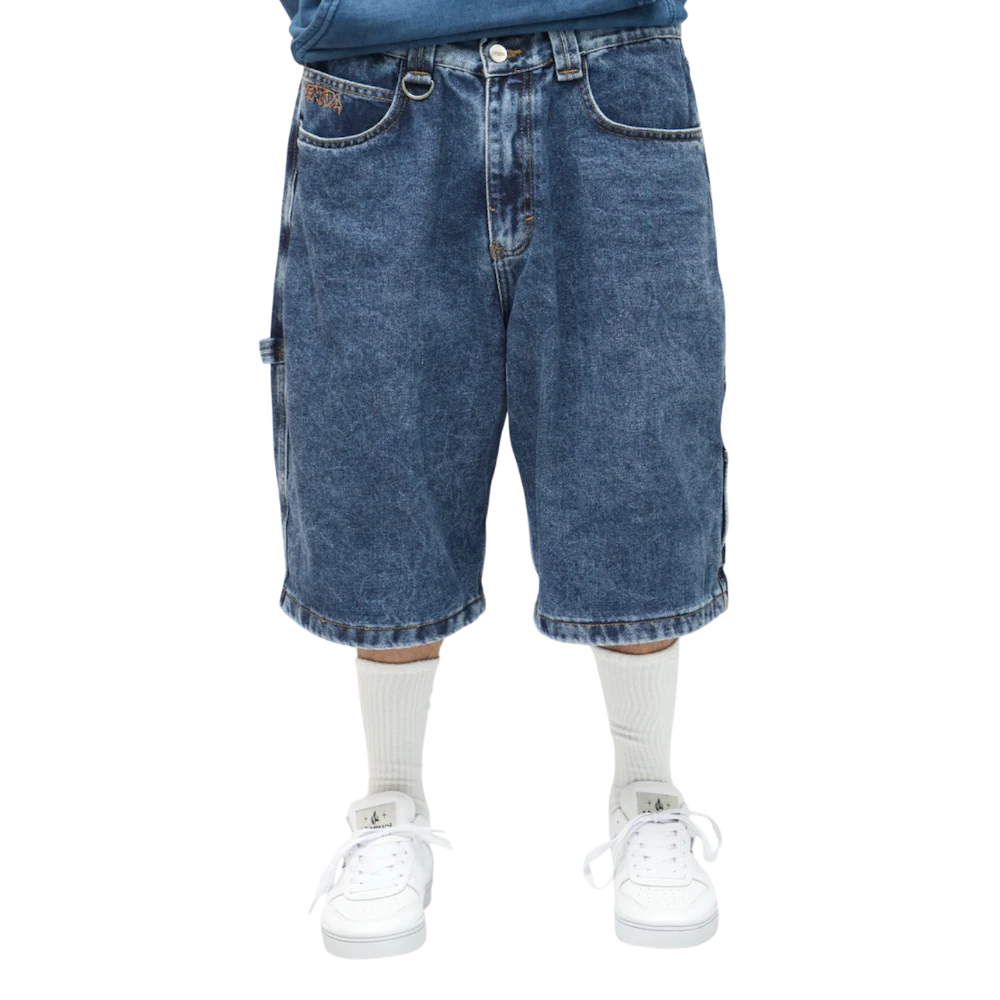 PANTALON  BERMUDA CARPINTERO BAGGY PENTADA STONE WASH AZUL