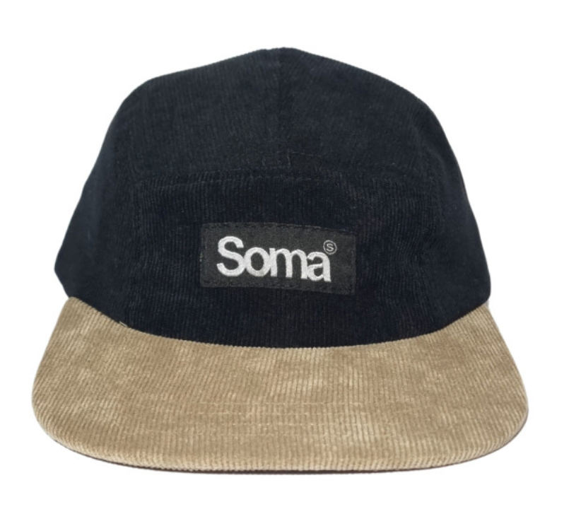 GORRA SOMA FIVE PANEL PANA BEIGE/NEGRO 