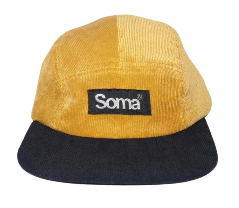 GORRA SOMA FIVE PANEL PANA NEGRA/MOSTAZA 
