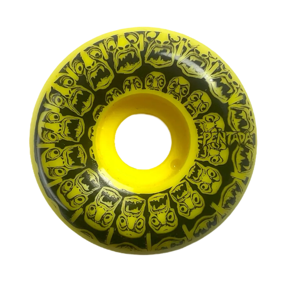 RUEDAS PENTADA PUNTOS ESPIRAL AMARILLO 54MM
