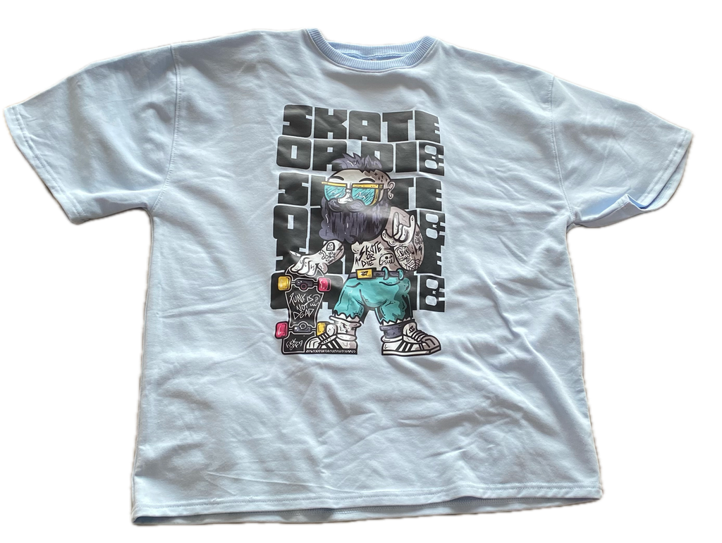 CAMISETA AMERICAN WOLF SKATE OR DIE AZUL CIELO