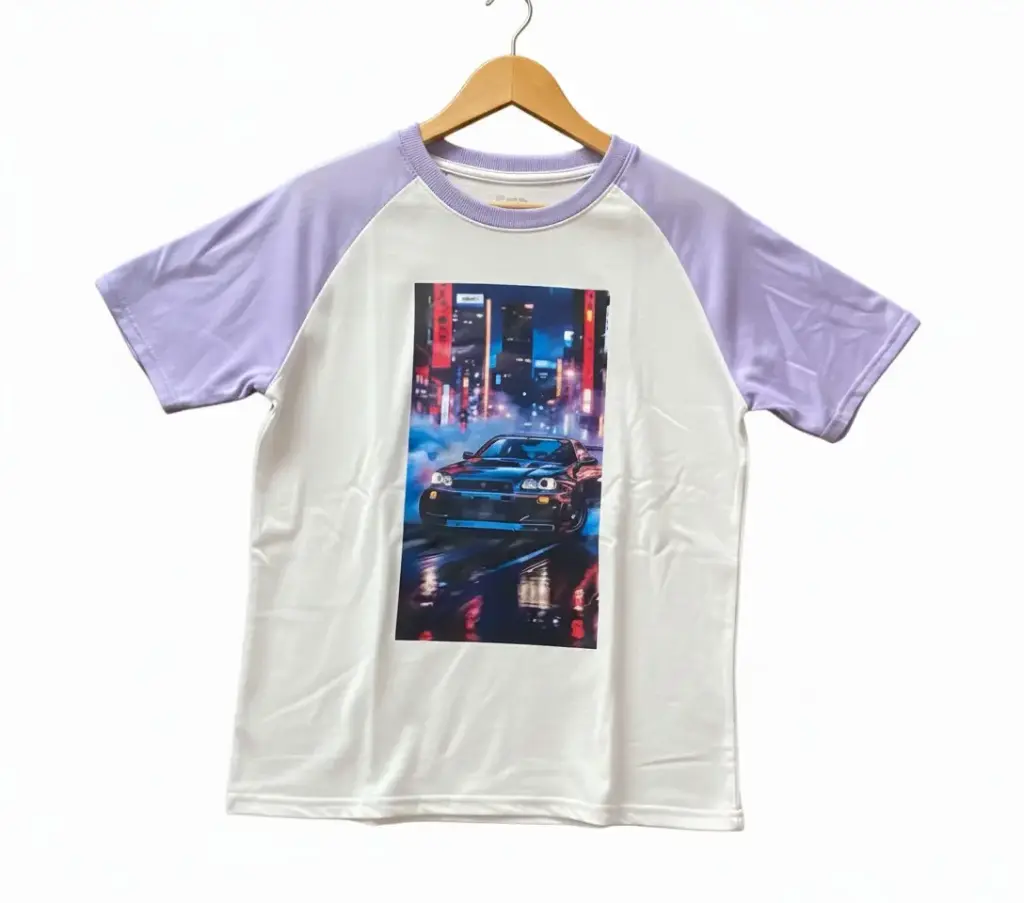 CAMISETA AMERICAN WOLF CARRO MORADO PASTEL