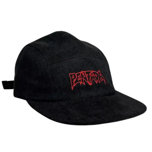 [49] GORRA PENTADA 5 PANEL CORDUROY NEGRO/ROJO