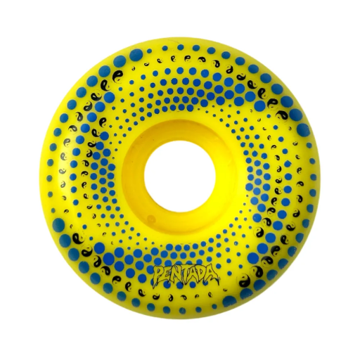 [119] RUEDAS PENTADA PUNTOS ESPIRAL AMARILLO 54MM