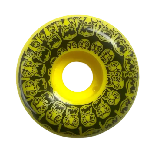 [119] RUEDAS PENTADA PUNTOS ESPIRAL AMARILLO 54MM
