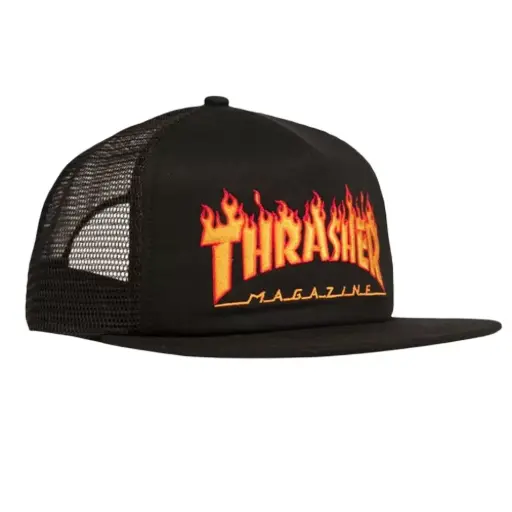 GORRA THRASHER EMBROIDERED FLAME NEGRO