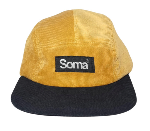 [55] GORRA SOMA FIVE PANEL PANA NEGRA/MOSTAZA 